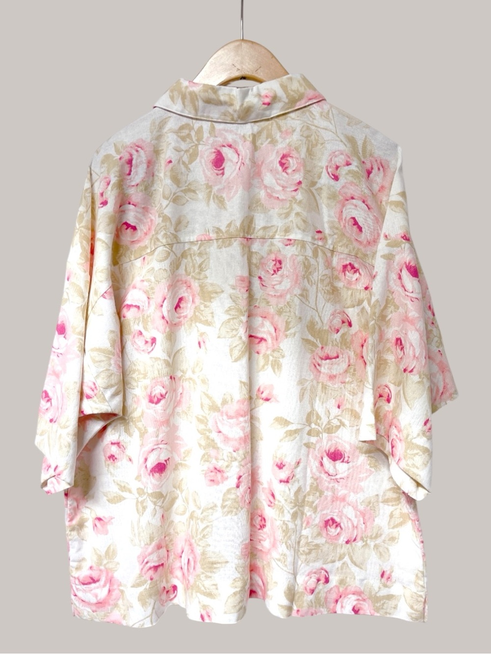 Hester & Orchard Flora Pink Linen Blend Button-Front Women's Top Blouse Size L - Picture 3 of 13